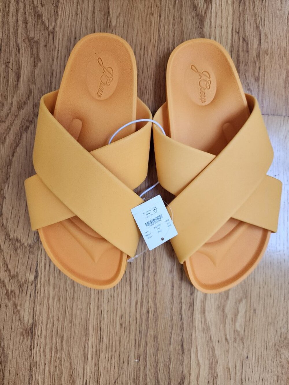 NWT J.Crew Crisscross Molded Slide Sandals – Marigold Yellow (Size 8M)